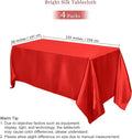 4 Packs Satin Tablecloth Overlay Satin Table Cover, 102 X 58 Inch