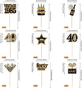 Happy 40th Birthday Cupcake Toppers Double Sided Gold, 36PCS – Black