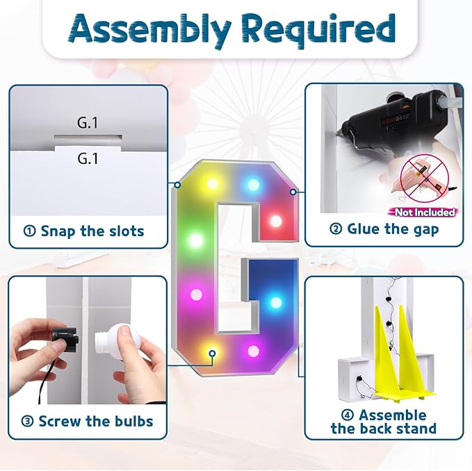 Marquee Decoration Light Up Letter G, 3 FT Foam Board, 16 Colors