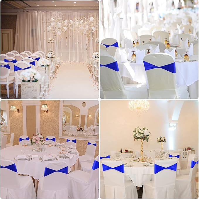 Dining Chair Slipcover Sashes, 150 Pack, Champagne Spandex Bows
