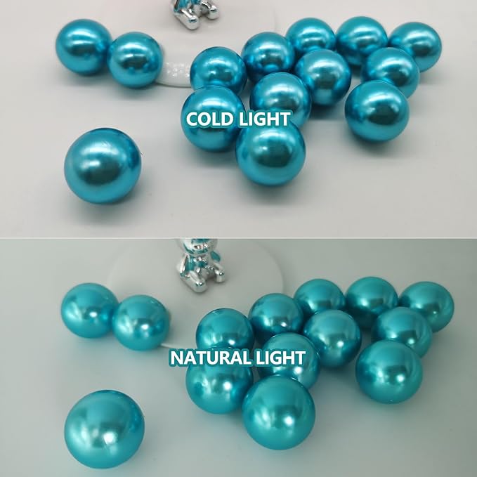 Vase Fillers, 100 Teal No-Hole Faux Pearl Beads in 3 Sizes