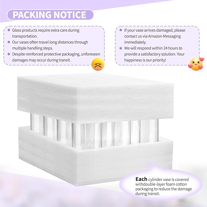 12Pack Glass Cylinder Vases for Centerpieces - 16 Inch Tall Flower Vase for Wedding Decorations, Floating Candle Holder Vase Bulk,Glass Hurricane Candle Holders for Table Shelf, Party, Home Decor