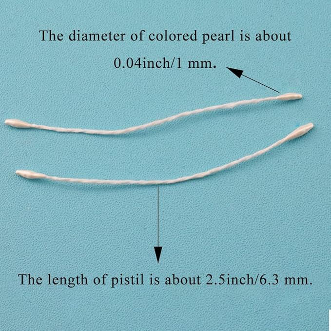 HAHIYO 1000Pcs 1mm White Pearl Double Head Flower Pistil for Flower Making Scrapbook Decoration - Mini Handmade Artificial Pistil Pearlized Floral Stamen Pollen