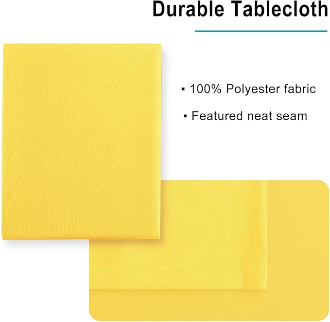 Hiasan Yellow Tablecloth for Rectangle Tables - Waterproof and Spillproof Washable Fabric Table Cloth for Dining Room Kitchen Party, 52 x 70 Inch