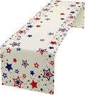 4th of July Table Runner, American Stars Patriotic Independence Day Table Runner for Indoor Outdoor Party Home Kitchen Dining Table Decor, Blue Red, 13x108inch