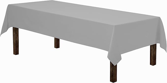 Gee Di Moda Rectangle Tablecloth - 60 x 102 Inch Silver Table Cloth for 6 Foot Rectangle Table - Heavy Duty Washable Fabric - for 6 Ft Buffet Table, Holiday Party, Dinner, Wedding & Baby Shower