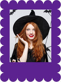 32 x 24 Inch Large Blank DIY Photo Booth Props Picture Frame Party Frame DIY Photo Booth Props Selfie for Halloween Christmas Birthday, Holiday Party(Purple,Scalloped)