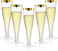 100 Pack Champagne Flutes Plastic Wine Glasses Disposable, 4.5 Oz Gold Rim Mimosa Glasses for 2025 Engagement Wedding Birthday New Years Eve Xmas Party Supplies, Bulk Toasting Cocktail Cups
