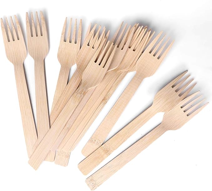 Forks, Disposable Bamboo, 2200 Count, 6.7 Inch Natural
