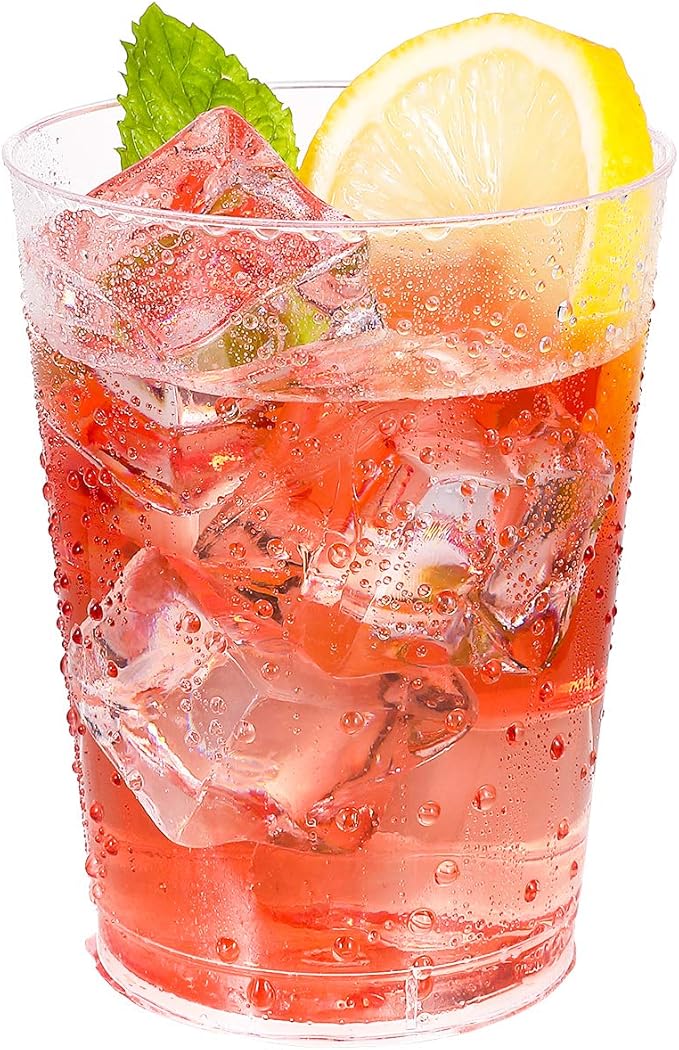 Party Cups, 10 oz Clear Disposable Plastic Tumblers, Pack of 50