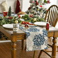 Dahlia Floral Pinnata Flower Winter Table Runner – Aqua