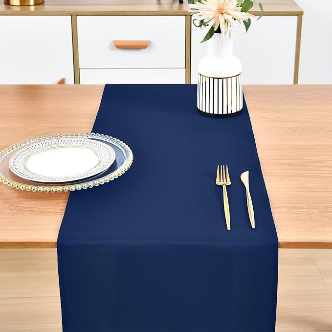 Farmhouse Navy Blue Table Runner Dining Table Runners 90 Inches Long Coffee Table Runner for Dresser Living Room Bedroom Holiday Party Banquet 12X90 Inch