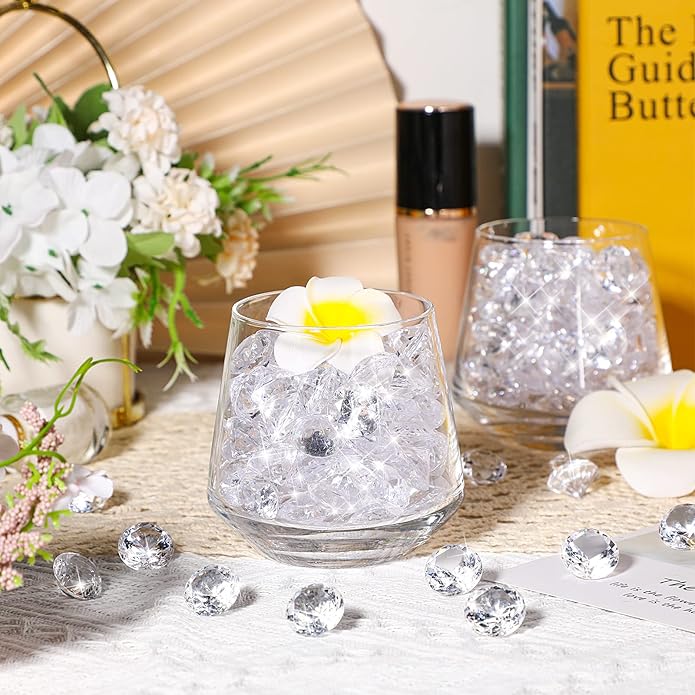 Vase Fillers, 400 Clear Acrylic Diamond Gems, 0.79 x 0.5 Inch