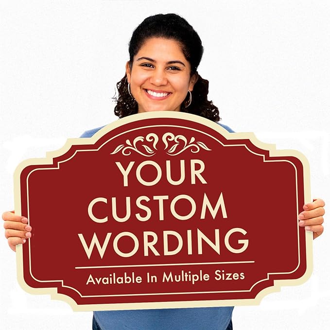 Custom Red Decorative Outdoor Metal Sign, Personalized Aluminum Design 2 Red Brick 12x8 In