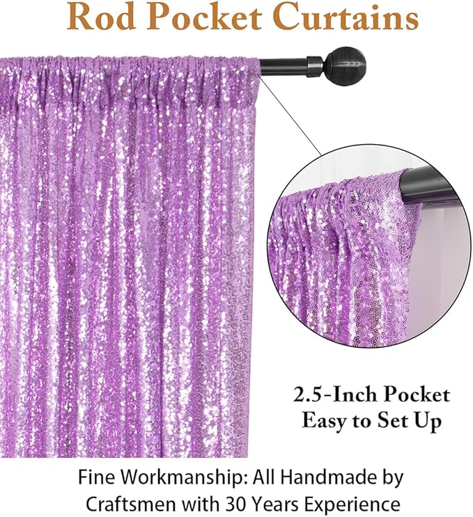 ShiDianYi Sequin Backdrop Lavender 2 Panels 4Ft x 10Ft | Add Shimmer and Shine to Your Photography, Baby Shower, and Wedding Decor