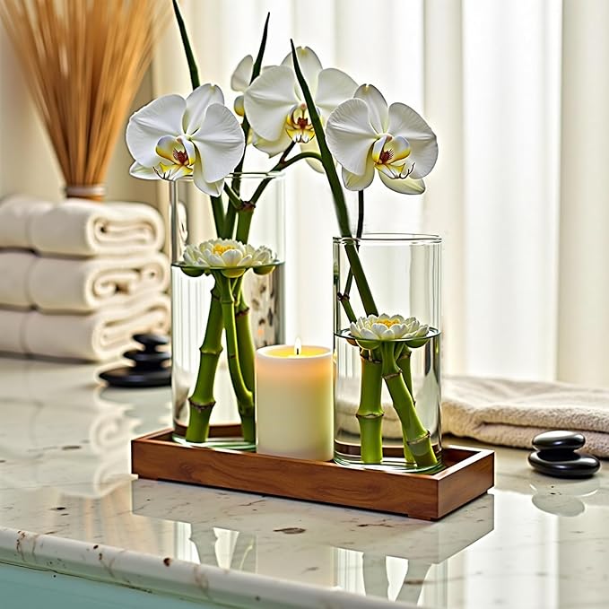 Cylinder Vases Set of 48 in 4 Sizes, Clear Glass for Centerpieces