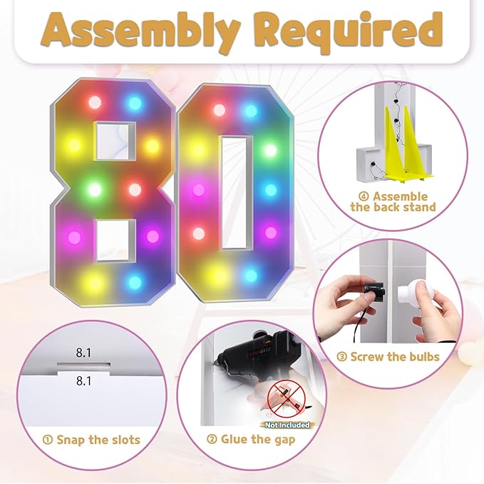 80th Birthday Party Decoration, Cardboard Number 80 Sign