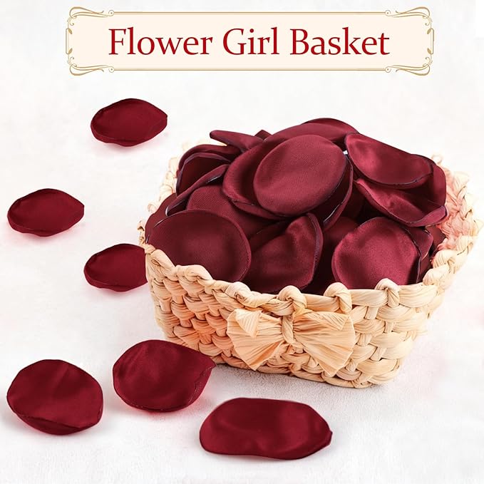 Silk Rose Petals Burgundy 300pcs - Bulk Faux Flower Petals for Wedding Decor, Dinner Table Scatter, Party Confetti, Bridal Shower, and Night Decoration