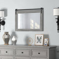 COGOOD Farmhouse Barn Door Mirror - 29" x 22" Rustic Wood Framed Wall Mirror for Bathroom, Living Room, Entryway Wall Decor (Grey)