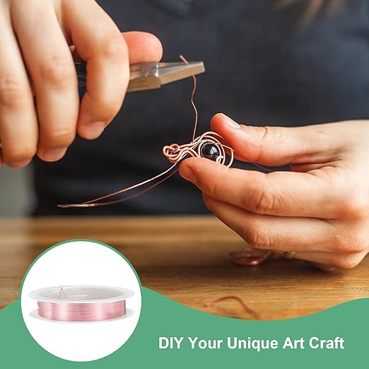 0.6 Mm/22 Gauge Copper Wire for Jewelry Making, 13.1FT Copper Beading Craft Wire for Jewelry/Weaving/DIY Crafting/Planting, Color-Retaining [4M, Rose Gold]