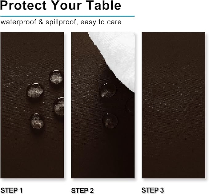 Hiasan Waterproof Tablecloth Rectangle - Washable Fabric Table Cloth for Dining Room Kitchen Birthday Party and Outdoor Use, Chocolate, 70 x 120 Inch