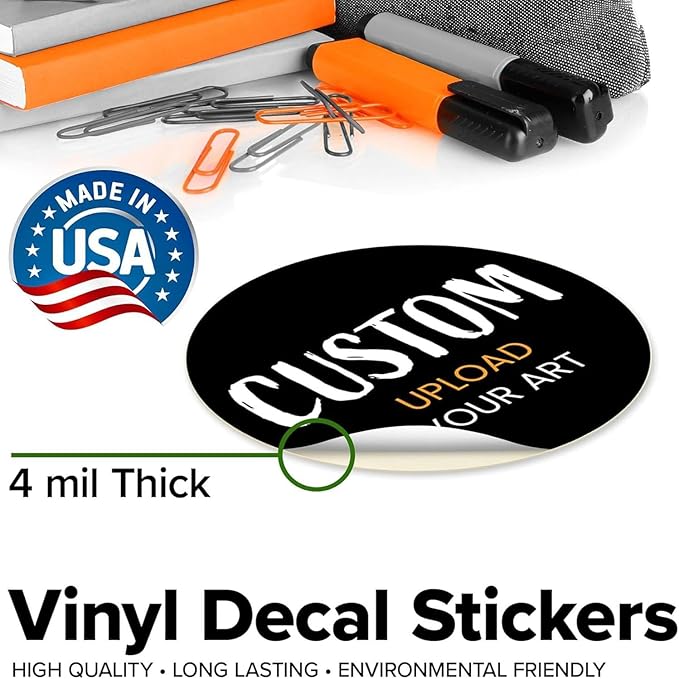 Custom Stickers for Weddings, Birthdays & Businesses - Personalized Labels with Your Logo - Waterproof, Fade and Heat Resistant - Pack of 100-1000 (Custom Image, 5 Inch)