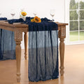 Cheesecloth Table Runner Fall Table Runners Boho, 4 Pack – Navy Blue