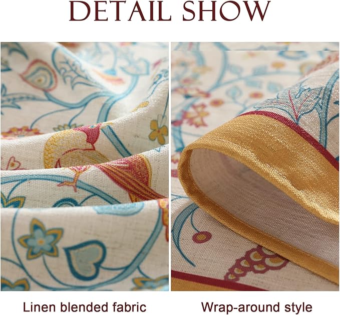 patdrea Designer Vintage French Rectangular Tablecloth,Floral Birds Pattern Linen Table Cloth,Fall Yellow Decor Table Cover for Kitchen Dining Banquet,Christmas,Thanksgiving,55"x79"-Magnolia