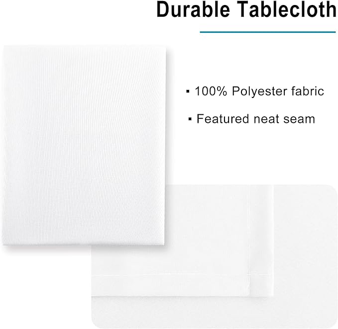Hiasan White Square Tablecloth - Waterproof and Spillproof Restaurant Washable Polyester Table Cloth for Dining Room, 30 x 30 Inch