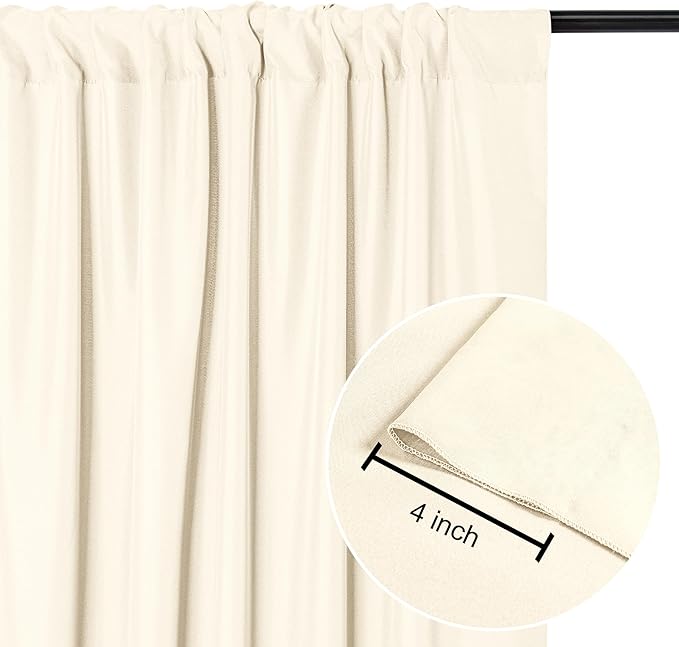 DWCN 10x10 FT Backdrop Curtains for Parties, Photography Backdrop Drapes with Rod Pockets for Wedding Decorations Stage Birthday Family Gatherings, 2 Panels 5ft x 10ft, Champagne