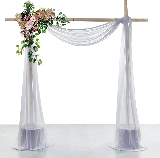 Backdrop Drape Sheer Chiffon Fabric, Cool Grey, 30 in x 100 ft, 2 Panels