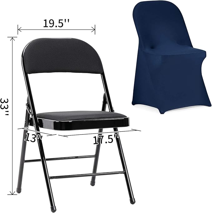 Dining Chair Slipcovers in Navy Stretch Spandex, 25 Pack