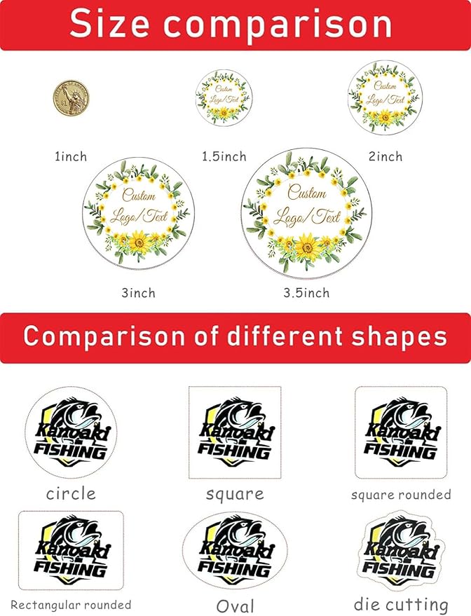 Custom Stickers for Weddings, Birthdays & Businesses - Personalized Labels with Your Logo - Waterproof, Fade and Heat Resistant - Pack of 100-1000 (Wreath T, 2 Inch)
