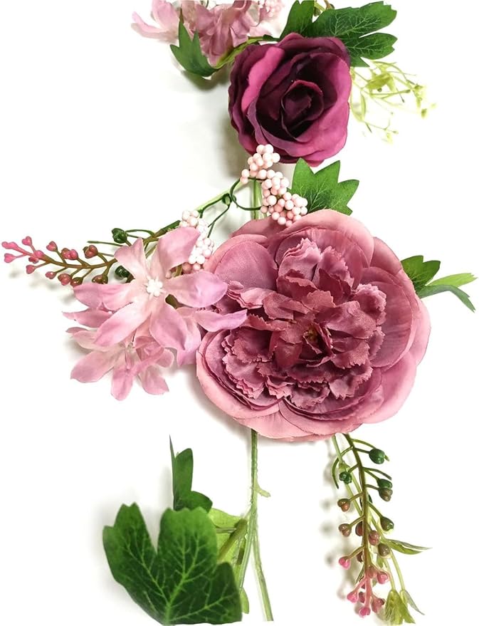 Peony Flower Garland, Rose Flower Swag, 6' Wedding Arch Flowers for Wedding Decor Home Table Runner Mantle Party Decor(Dusty Peony Garland)
