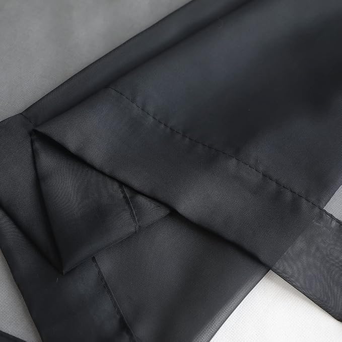 Window Black Sheer Curtains 60 Inches Width 63 Inches Long 2 Panels Sheer Curtain Clear Curtains Basic Rod Pocket Panel for Home Living Room Bedroom Kids Room Yard Patio Parlor Sliding