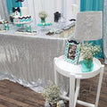72x72 Inch Sequin Tablecloths, 2 Pack – Silver, Elegant Square Glitter