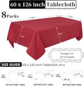 CozRhythm Tablecloth 60 X 126 Inch Rectangular Tablecloths, 8 Pack – Red