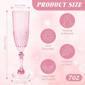 Plastic Champagne Flutes, 24PCS Pink Wine Glasses Goblets Cups