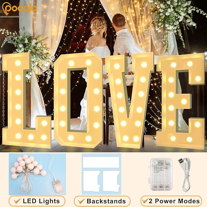 Decorations: 4 FT Light Up Mosaic Marquee Letter W, Warm or Cool White