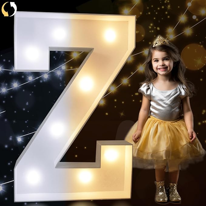 Decorations: 3 Ft Light Up Marquee Letter Z with Warm and Cool White LEDs
