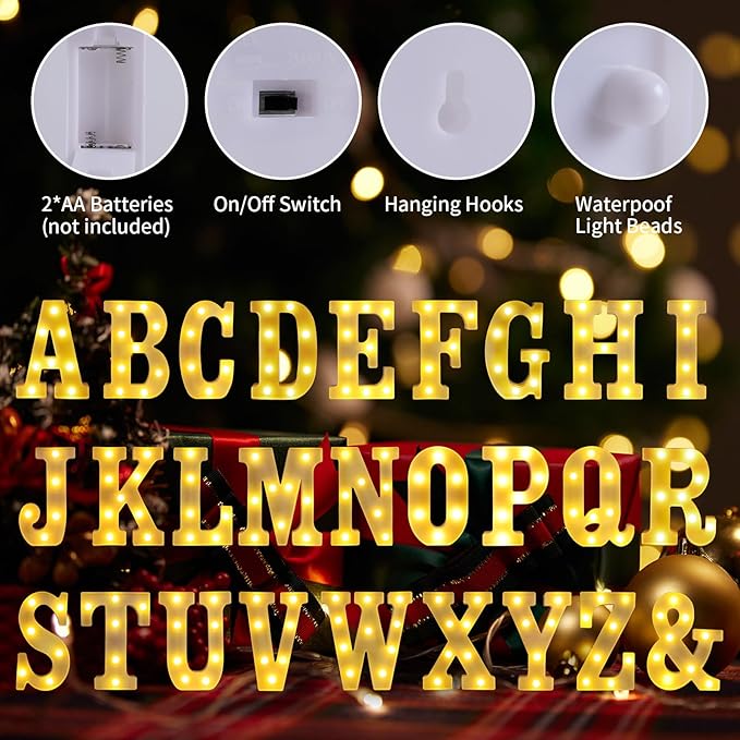 Light Up Letters O,LED Sign Marquee Letters 26 Alphabet for Party Birthday Name,Wedding,Christmas Decorations,Personalized Name Sign Letter for Centerpieces Table and Wall Decor