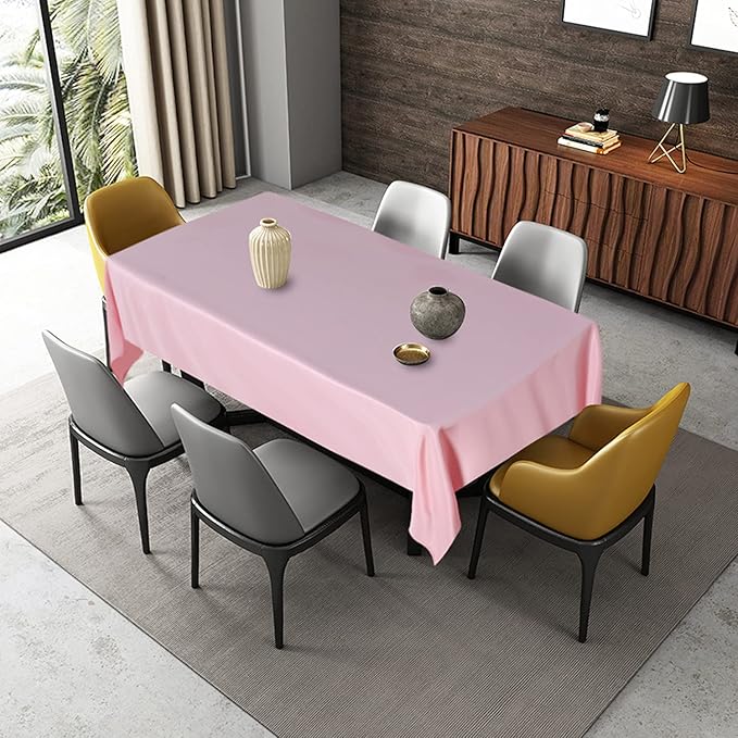 Fitable Rectangle Tablecloth Stain and Wrinkle Resistant Washable Polyester Table Cloth for Buffet Parties and Camping (60x102 inch, Pink)