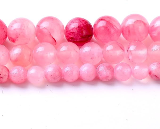 Blood Red Persian Jade Stone Beads Gemstone Round Crystal Energy Jade Beads Stone Beads for Jewelry Making DIY Bracelet Necklace Jewelry Making 1 Strand 15.5inch 60PCS 6MM