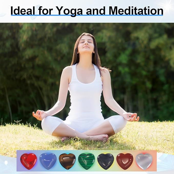 Rose Quartz Crystals,Virekm 20PCS Heart Healing Crystals Amethyst Heart Love Stones Set Palm Thumb Gemstones Chakra Reiki Balancing Gifts for Men Women (Colorful - 20 PCS)