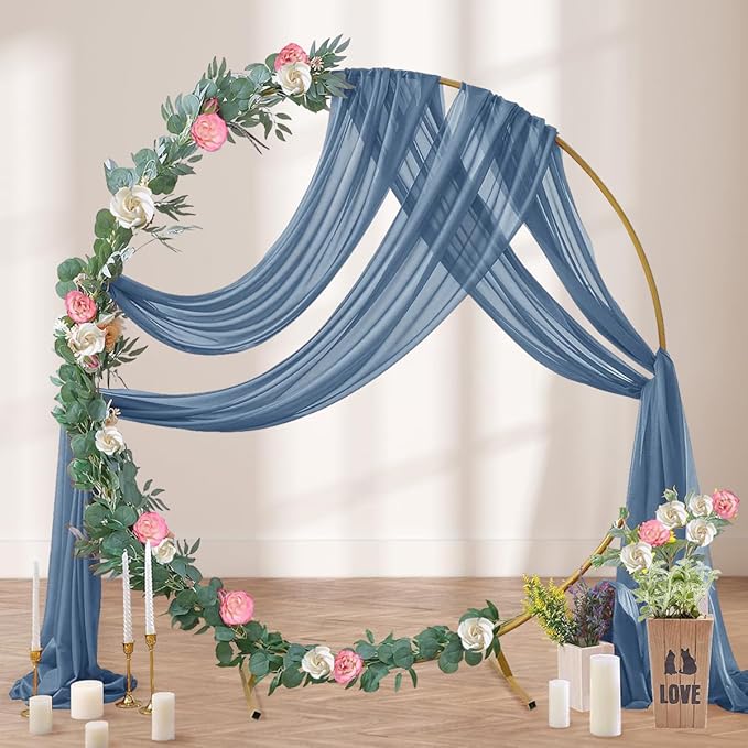Dusty Blue Wedding Arch Draping Fabric 29" x 20 FT Blue Wedding Drapes for Backdrop Sheer Curtains Drapes for Romantic Bridal Baby Shower Ceremony Birthday Party Fall Outdoor Events