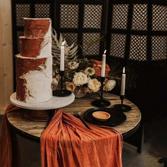 6 Pack Fall Table Runner Terracotta Cheesecloth Table Runner 10ft, Rustic Sheer Burnt Orange Gauze Cheese Cloth for Boho Wedding Decor Baby Shower Thanksgiving Table Decor