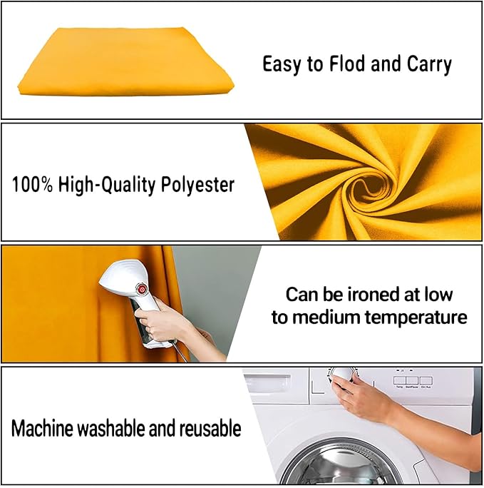 5x7FT Yellow Screen Backdrop Solid Color Screen Photo Backdrop Collapsible High Density Screen for Video Photography and Television