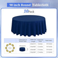 90 Inch Round Polyester Tablecloths, 10 Pack – Navy Blue, Wrinkle