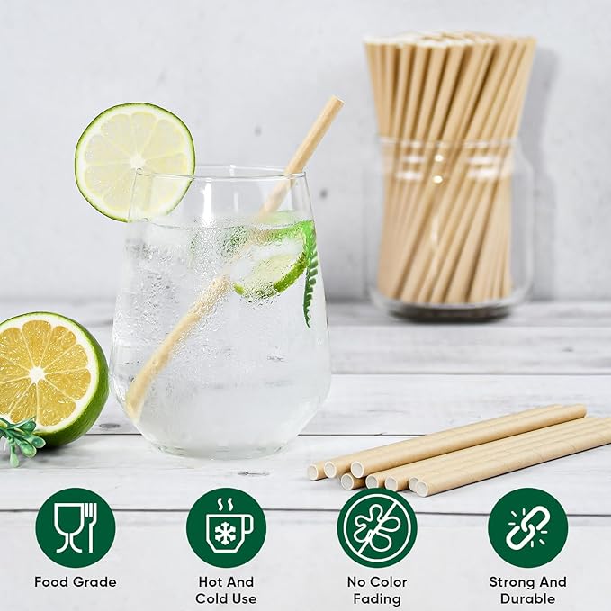 Disposable Brown Kraft Paper Cocktail Straws, 5.75 Inch, 500 Count