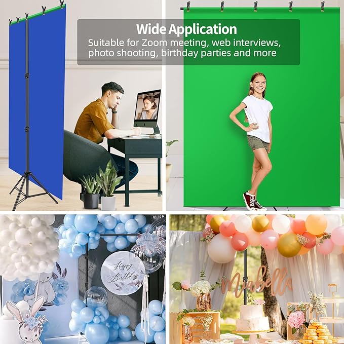 Green Screen Backdrop Kit with Stand, Reversible 7x5 ft